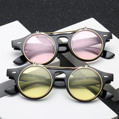 China Steampunk Sunglasses Customized Design Metal Shades Men Women UV400 Fashionable Shade Round Gothic Steampunk Sunglasses for sale