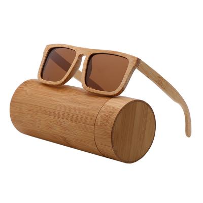 China Wooden Sunglasses Wholesale Square Classic Outdoor Bamboo Frame Temple UV400 Wooden Sunglasses for sale