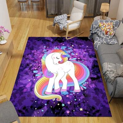 China Stain Resistant Paidu Blankets Home Decor Cartoon Child Mats Unicorn 3D Carpets For Living Room Bedroom Area Rug Flannel Soft Kids Room Play Crawling F for sale