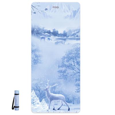 China PIDO 80cm Yoga Mat Durable Anti-Slip Printed Eco-Friendly Mats With Carry Strap Double-Sided Tape Suede Exercise Mat for sale