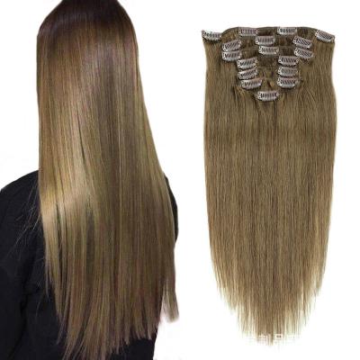 China Amazon Hot Selling #8 Silky Straight Wave Clip-in Cuticle Aligned Human Hair Wigs Brazilian Virgin Hair Wigs for sale