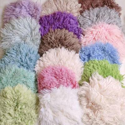 China Anti-Static Wool Felted Curly Photography Flokati Blanket Newborn Photo Props Newborn Wool Diaper Basket Stuffer for sale