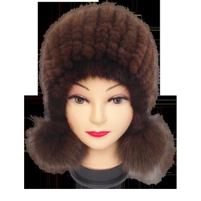 China breathable & Fashion High Quality Real Mink Fur Hat With Fur Luxury Pom Pom Of Winter Waterproof Hats for sale