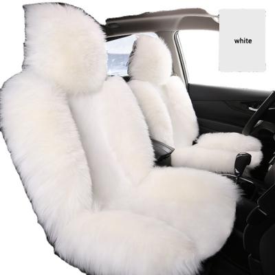 China Soft Genuine Fur Plush Car Seat Cover Soft Sheepskin Car Seat Wool Breathable Long Wool Winter Seat for sale