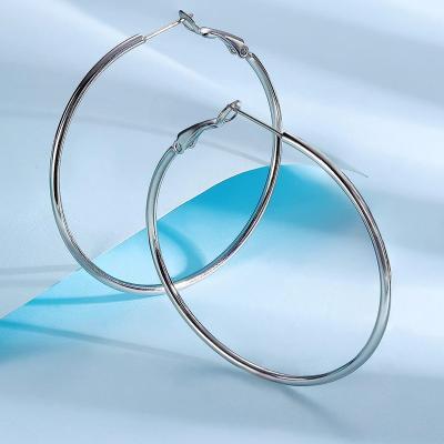 China TRENDY Trendy Simple Design fashion stainless steel hoop earrings 60mm cheap stainless steel jewelry for Women and Girls for sale