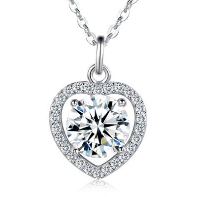 China Trendy Custom Fine jewelry necklace jewelry high quality 925 sterling silver 6.5mm Moissanite necklaces for women for sale