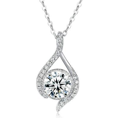 China Trendy New fashion fine jewelry 925 silver 5mm Moissanite diamond  vvs moissanite necklace heart necklace silver 925 for sale