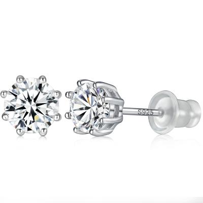 China White Gold OEM ODM 925 sterling silver white gold 5.1mm high quality moissanite stud earrings luxury famous jewelry earring for women for sale