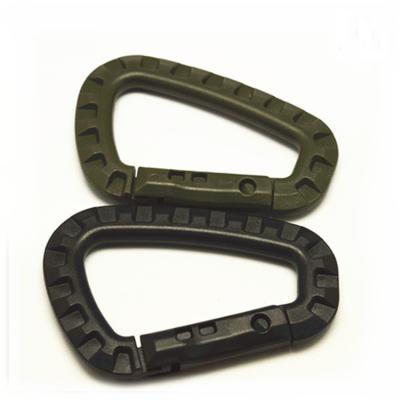 China D Shaped Material Plastic Carabiner Hooks 85mm , Tactical Polymer Plastic Carabiners Black for sale