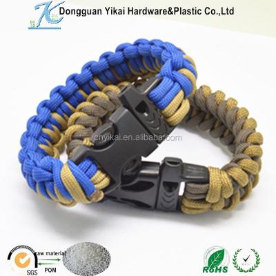 China High quality black plastic Paracrod wristband buckle, flat pom buckle for paracord baracelet for sale