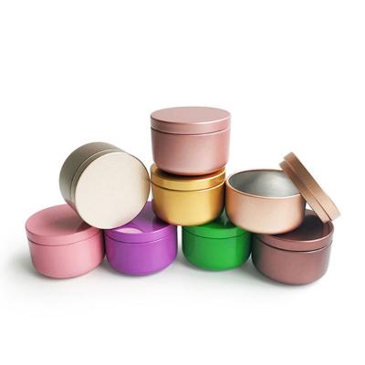 China Cosmetic empty printed gold colored cosmetic tin rose gold aluminum jar with lid for 50ml candle custom for sale