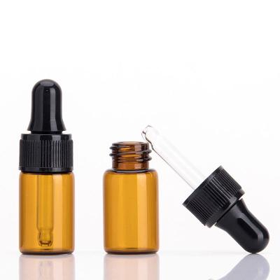 China 3ml 5ml 2ml 1ml Mini Perfume Cosmetic Colored Glass Sample Essential Oil Bottle Dropper Mini Glass Vial for sale