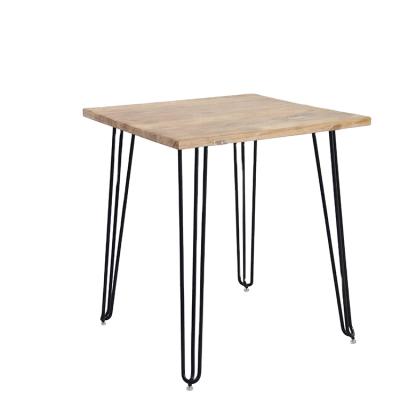 中国 Modern Metal Leg Wire Use Wooden Dining Bar Cafe Restaurant Set Table And Chair 販売のため