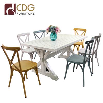 China Retro Vintage Outdoor Heavy Duty Patio Designer French Garden Dining Table Set For Dining Set for sale