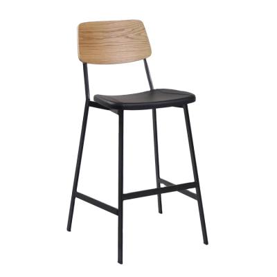 Китай Industrial Wholesale Bar Furniture Modern Metal Frame Bar Chair With PU Seating And Wooden Back Bar Chair продается