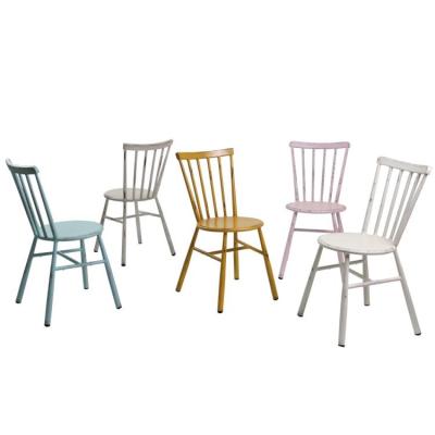 China Dining Chair 2021 Modern Colorful Wedding Aluminum Bistro Windsor Style Stackable Dining Room Princess Garden Stack Chair Chair Non Plastic for sale