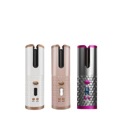 China 2021 New Ceramic Type Mini Travel Wireless Rotating Hair Curler Cordless Automatic Hair Curling Iron for sale