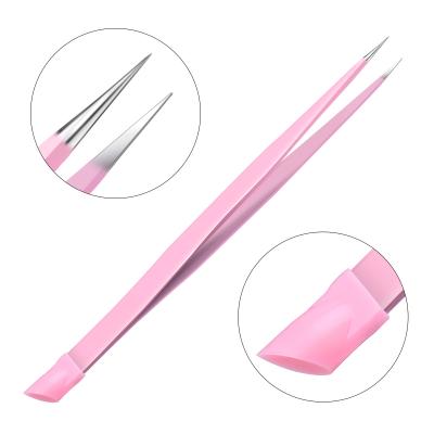 China Newest Durable Long Lasting Double Use Multifunctional Stainless Steel Nail Art Tweezers For Nail for sale