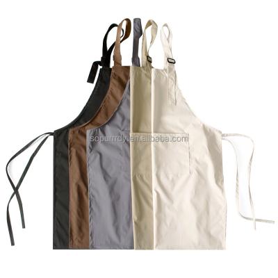 China Durable Waterproof Solid Color Anti Splatter And Anti Oil Kitchen Cotton Canvas Apron Custom Logo for sale