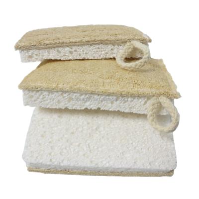 China Sustainable 100% Biodegradable Natural Kitchen Loofah Sponge Scrubber Cleaning Brush Loofah Dish Sponge for sale