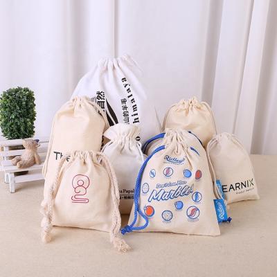 China Recyclable Sopurrrdy Customized Logo Printing Handmade Drawstring 100% Recycled Cotton Canvas Jewelry Pouch for sale