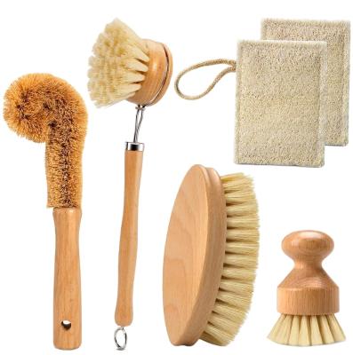 China Wholesale price logo 100% private sustainable natural degradable sisal bristle eco-friendly kitchen bamboo cleaning brush for sale