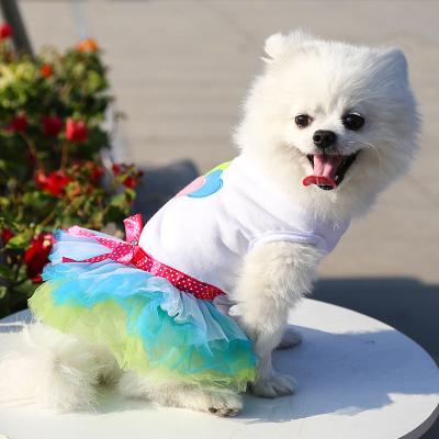 China Fashion Viable Design Luxury Female Amazon Flower Cute Dress For Small Dogs Love Floral Heart Aurora Party Dog Dress Te koop