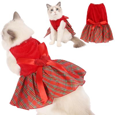 China Red Luxury Stocked Ropa Para Perro Pet Wholesale Pet Apparel Party Birthday Dress For Cat Christmas Dog Dress Te koop