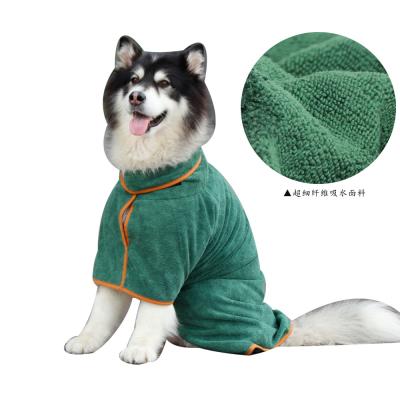 China Customized Viable Logo Soft Pet Bathrobe Pajamas Fiber Superfine Dog Drying Coat Bathrobe For Dogs for sale