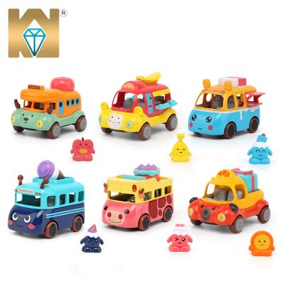 China Toy Cartoon Diecast Style 4 Die Cast Scale Alloy Vehicle Die Cast Toy Cars Pull Back Toy Car For Kids for sale