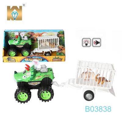 China Toy Vehicles Dinosaur Animal Tow Truck Toy Flashing Car Friction Friction Toy With Noise for sale