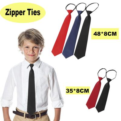 China 100% polyester 2021 Hot-selling solid color polyester boys and girls school uniform neck ties from school Neckies supplier for sale