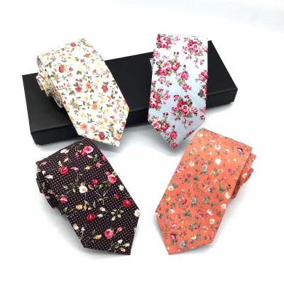 China wholesale style 100%cotton peony neck tie classic floral cotton ties ties for sale