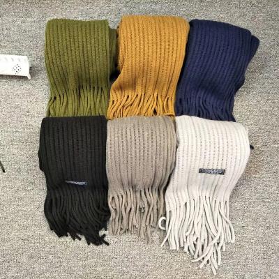 China Comfortable Fashion Winter Men Outdoor Solid Knit Acrylic Scarf for sale