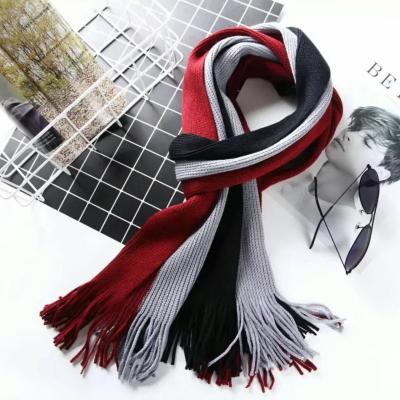 China Knitted Striped Mens Scarf Acrylic Knitting for sale