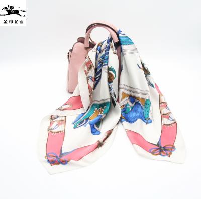 China Hot Decration/Wear/Head Wear China Manufacturers Wholesale Custom Own Logo Design Printing Polyester Silk Satin Square Scarf For Women for sale