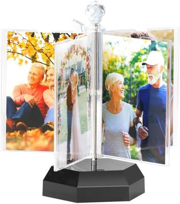 China Playback Video Auto Rotate Photo Frames Acrylic Multiple Picture Frame 5 Double Sides Insert 360 Rotating Photos Picture Frame for sale