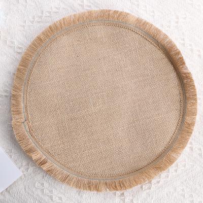 China Natural Jute Palcemat Round Dinner Set Place Table Mat Woven Rug Viable For Party Wedding for sale