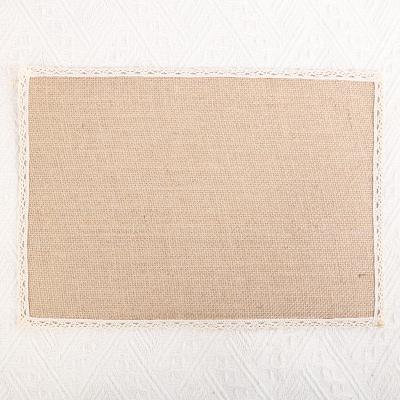 China 35cm*25cm Home Natural Jute Kitchen Place Mat Woven Lace Table Cloth Rectangular Burlap Party Dining Mat Tableware Pad for sale