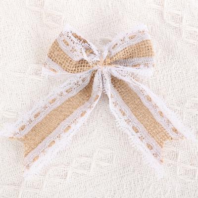 China Viable Burlap Lace Bow Swallowtail Bowknot DIY Clothing Hat and Decorative Gift Accessories for sale