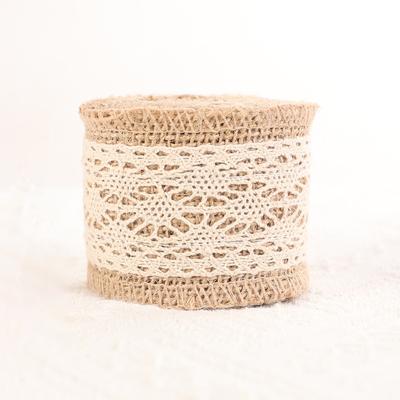 China Natural 5cm*2m Cotton Lace Ribbon Wedding Gift Wrap Decorative Webbing Viable Burlap for sale