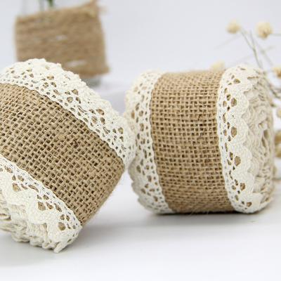 China Natural Burlap Cotton Lace Ribbon Party Wedding Gift Wrap Decorative Webbing 5cm*2m UNDETERMINED for sale