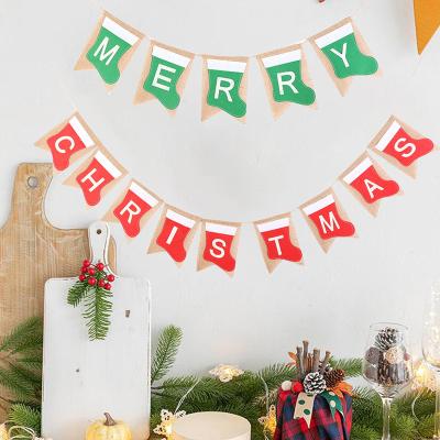 China Christmas Mabula Flag Jute String Flag Christmas Decoration Flag Blessing Banner for sale