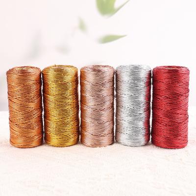 China Hot Sale Gift Wrap 1.5mm*100m Gold Silver Rope Wrapping Rope Ornament Twine For DIY Wedding Party Christmas Gift Decor for sale