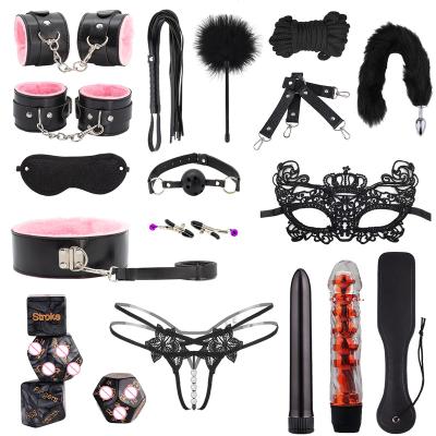 China Japanese SM Sexy Fun Bondage Set Leather Sex Dancewear Nipple Clamps Exotic Gear Kit Adult Handcuff Sex Toys Whip Rope BDSM For Couples for sale