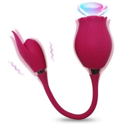 China Rose Vibrator Rechargeable Clitoris Nipple Vibrating Clitoris Adult Sex Toys USB Rechargeable Silicone Vibrator Double Head Sucking Vibrator for sale