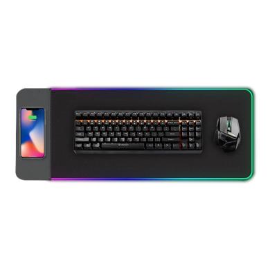 China Custom RGB Gel Wireless Charger 2 in 1 Mouse Pad Extended Led Razer Mouse Pad Qi Phone Charger Wireless Gaming Mouse Pad for sale