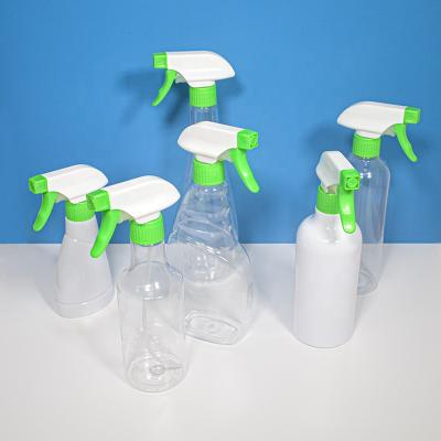 China Good Material Household Products Pet Plastic Bottle With Transparent Body And Green Pump Head Packing Cleaning Liquid for sale