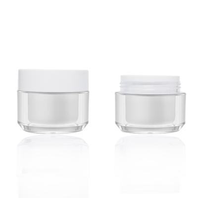 China 50ml Double Wall Cosmetic Custom Matte Frosted Plastic Cosmetics Face Empty Cream Jars Packaging Container for sale