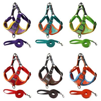 China Wholesale Reflective Nylon Strap Rope Dog Collar Leash Harness Walking Reflective Set for sale